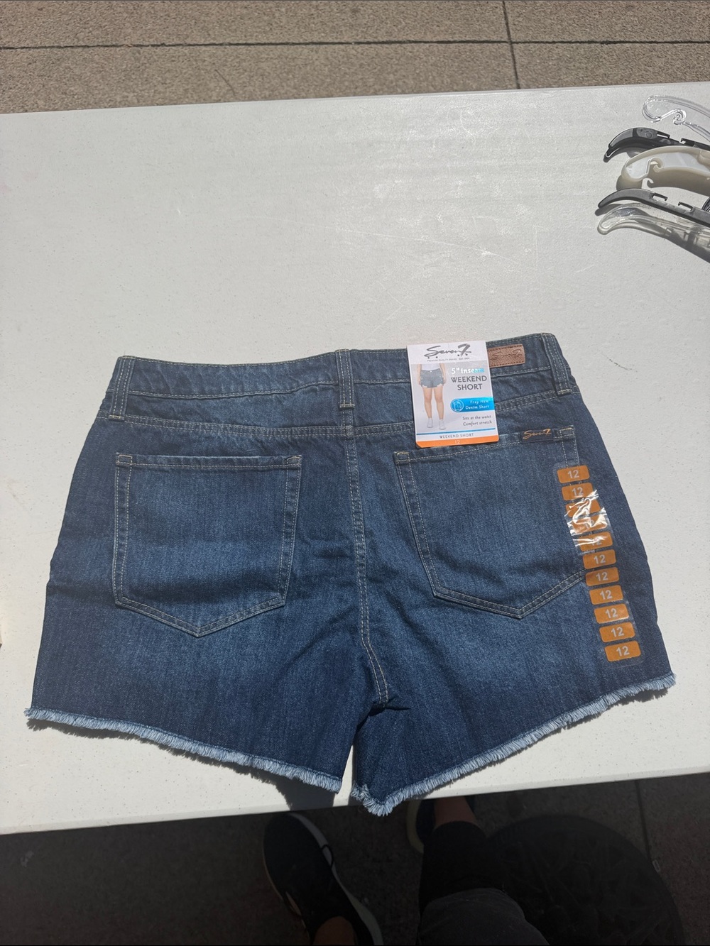 Seven7 Dark Blue Distressed Denim Shorts - Picture 3 of 3
